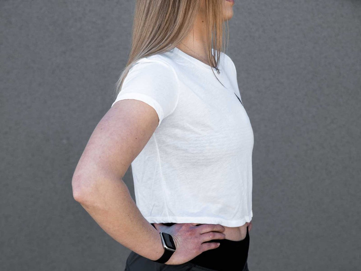 Buy the 2POOD Lift More Talk Less Crop Top - White at HighPowered.ch