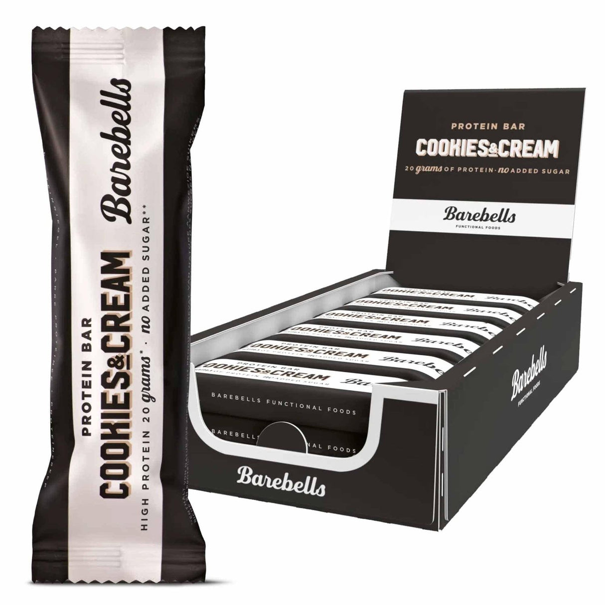 Achetez les barres protéinées Barebells « Cookies and Cream » (12 x 55 g) sur HighPowered.ch