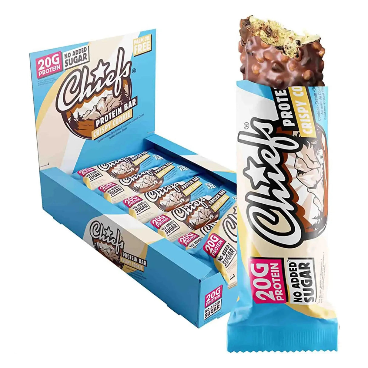 Acheter les barres protéinées Chiefs 12 x 55 g / Crispy Cookie - Barres protéinées Chiefs - Boutique en ligne de fitness