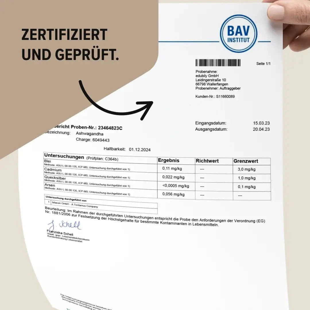 Ashwaghanda Extrakt (60 Kapseln, 36 gramm) kaufen - edubily Extrakte - Fitness Onlineshop