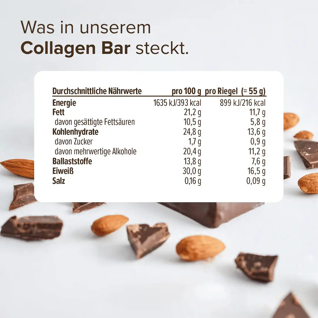 Collagen Bar Dark Chocolate Almond kaufen - edubily Proteinriegel - Fitness Onlineshop