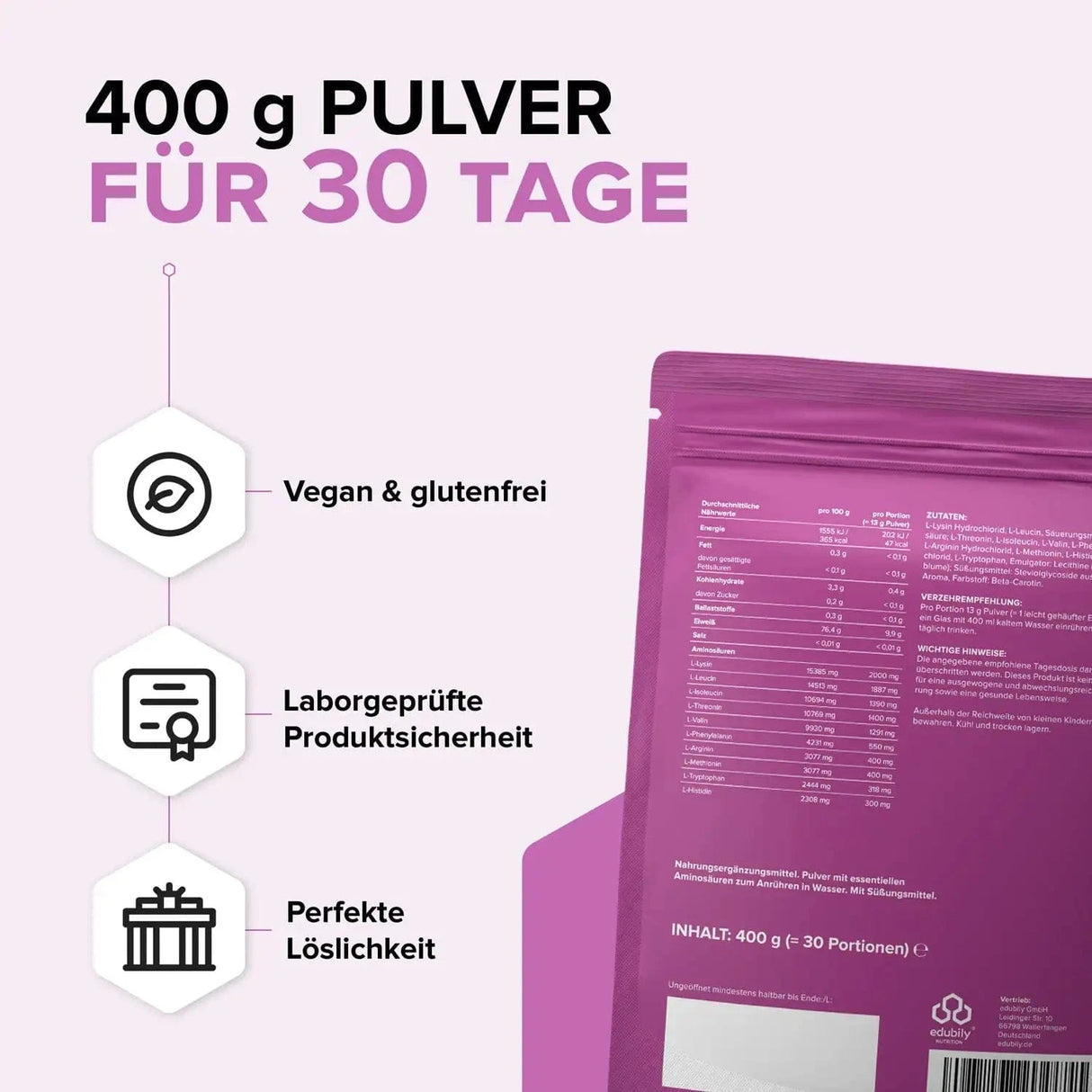 EAA⁺ Pulver (Essenzielle Aminosäuren) kaufen - edubily EAA - Fitness Onlineshop