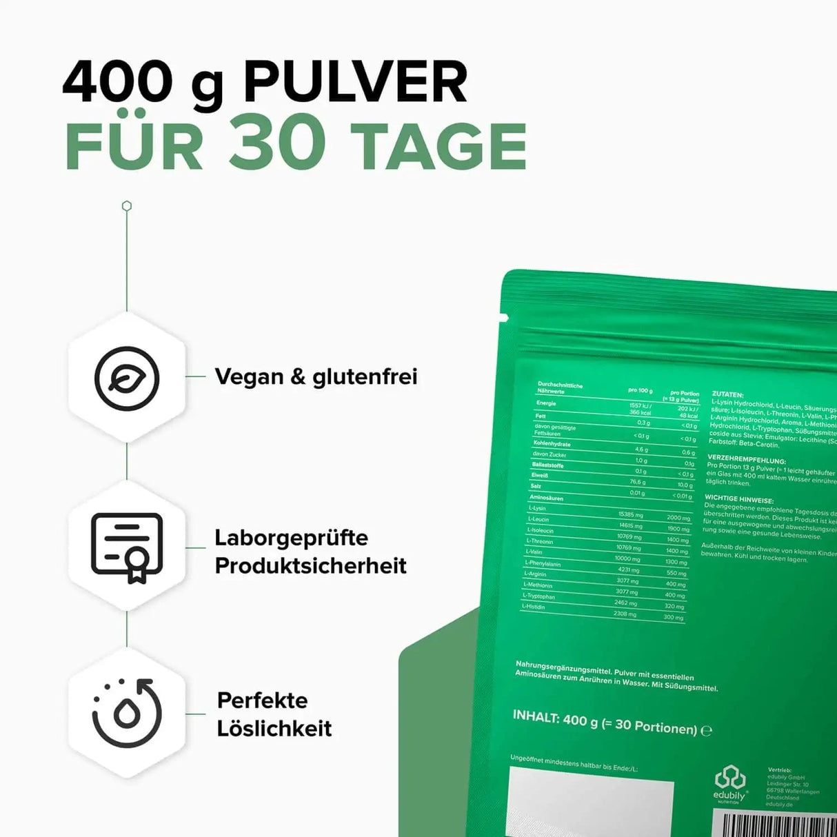 EAA⁺ Pulver (Essenzielle Aminosäuren) kaufen - edubily EAA - Fitness Onlineshop