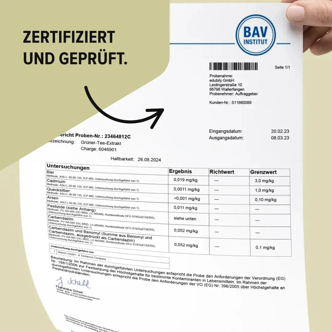 Grüner-Tee-Extrakt Kapseln mit 50 % EGCG kaufen - edubily Extrakte - Fitness Onlineshop