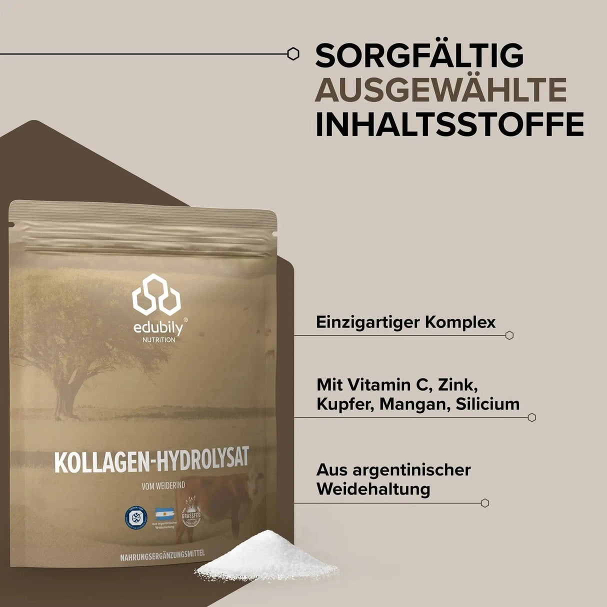 Kollagen-Hydrolysat Pulver kaufen - edubily Kollagen - Fitness Onlineshop