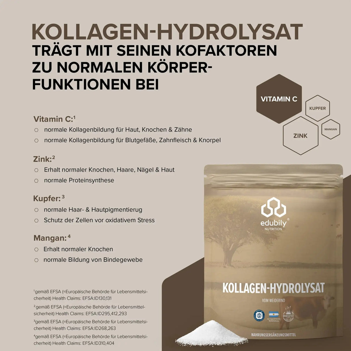 Kollagen-Hydrolysat Pulver kaufen - edubily Kollagen - Fitness Onlineshop