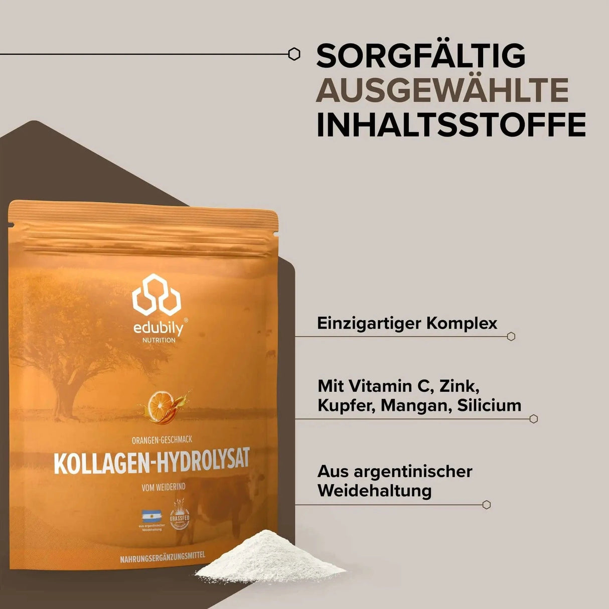 Kollagen-Hydrolysat Pulver kaufen - edubily Kollagen - Fitness Onlineshop