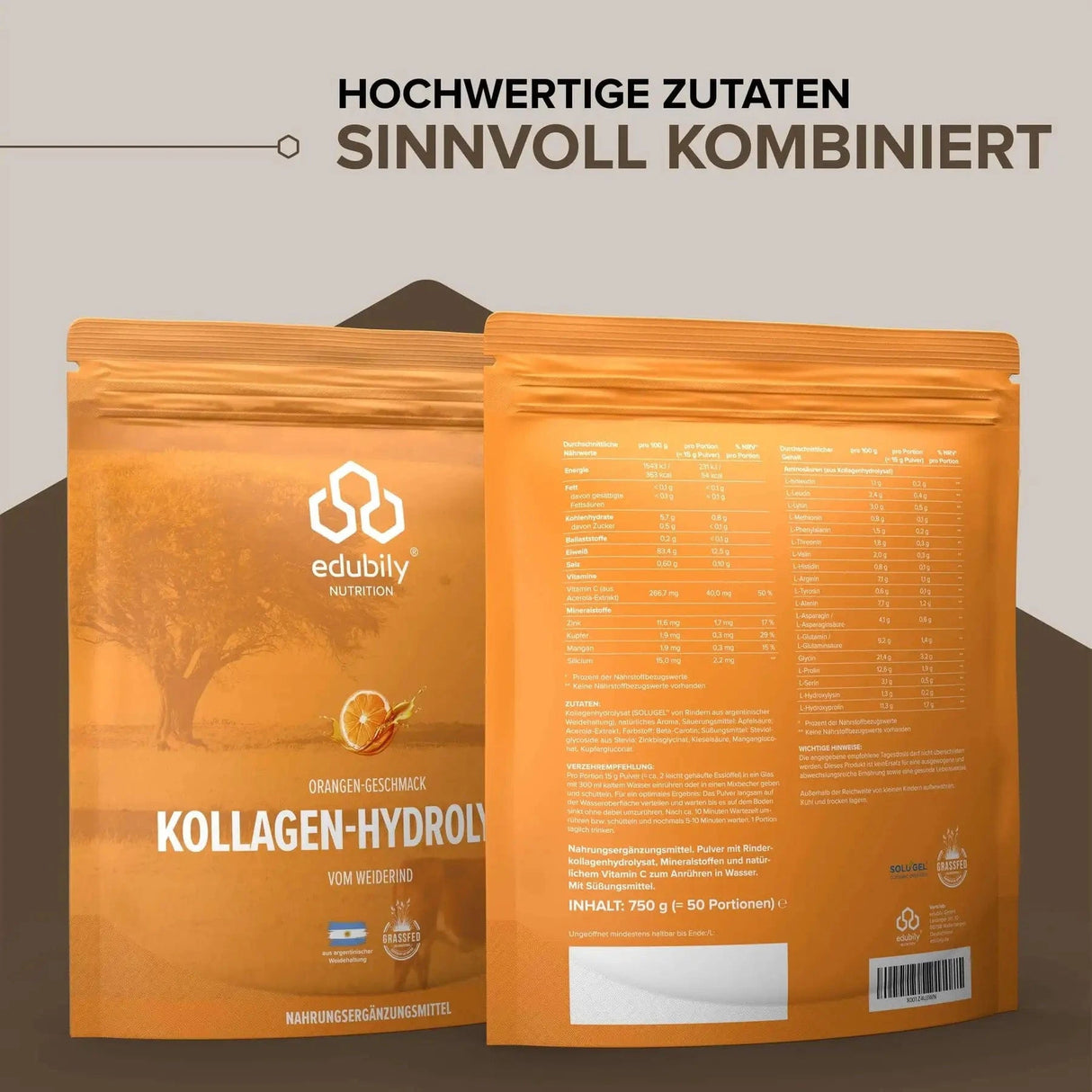 Kollagen-Hydrolysat Pulver kaufen - edubily Kollagen - Fitness Onlineshop