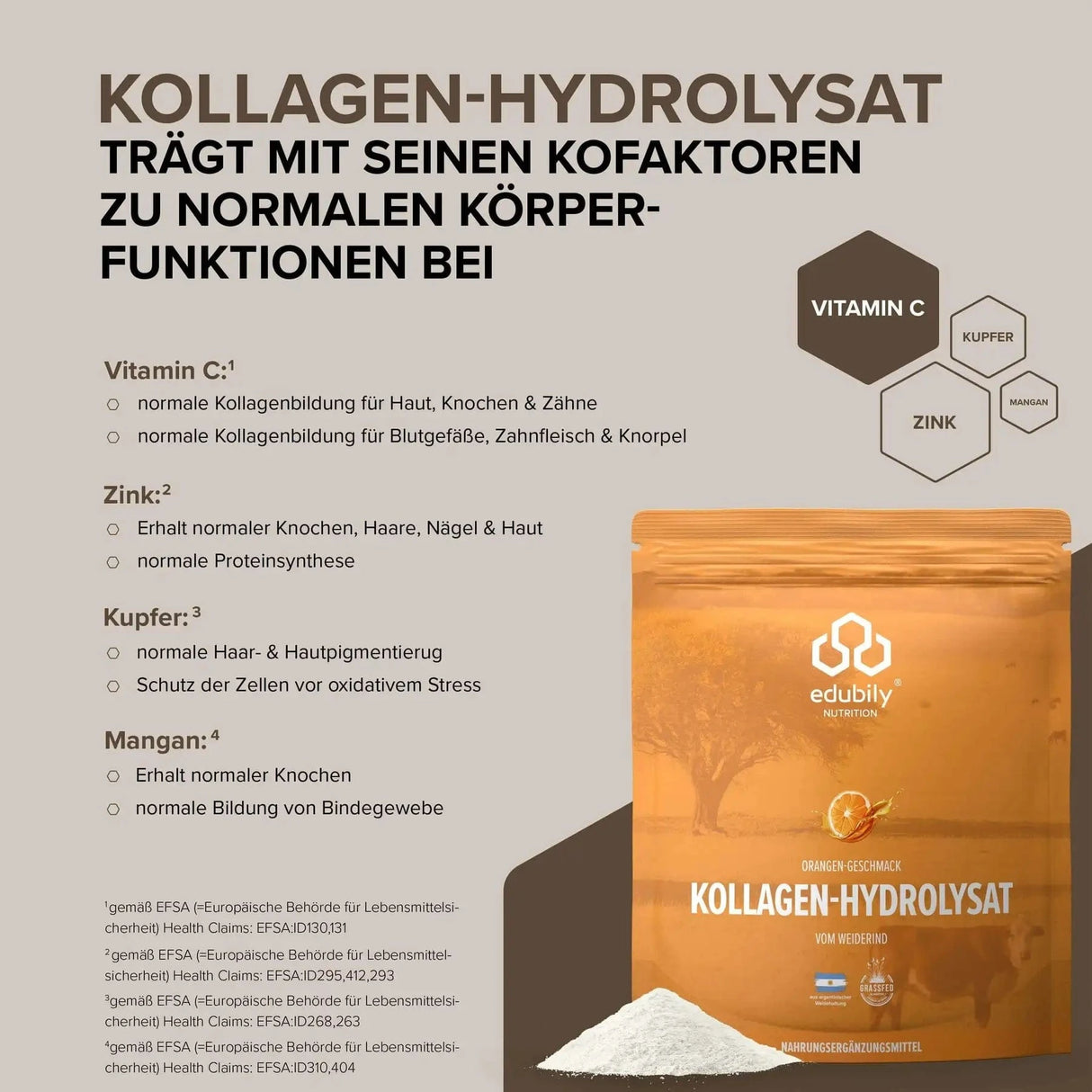 Kollagen-Hydrolysat Pulver kaufen - edubily Kollagen - Fitness Onlineshop