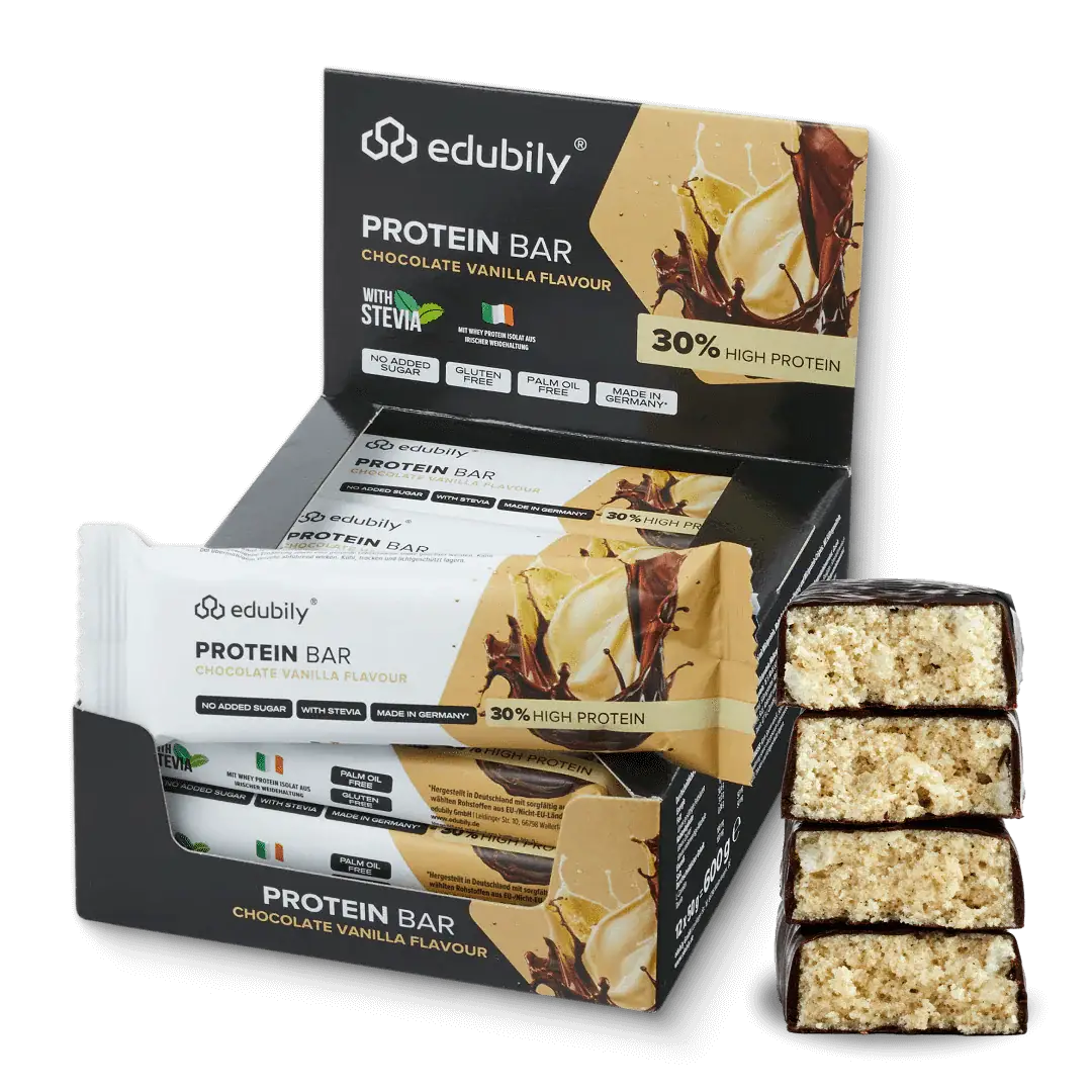Acquista barrette proteiche alla vaniglia 12 x 50 g - Barrette proteiche edubily - Negozio online di articoli per il fitness