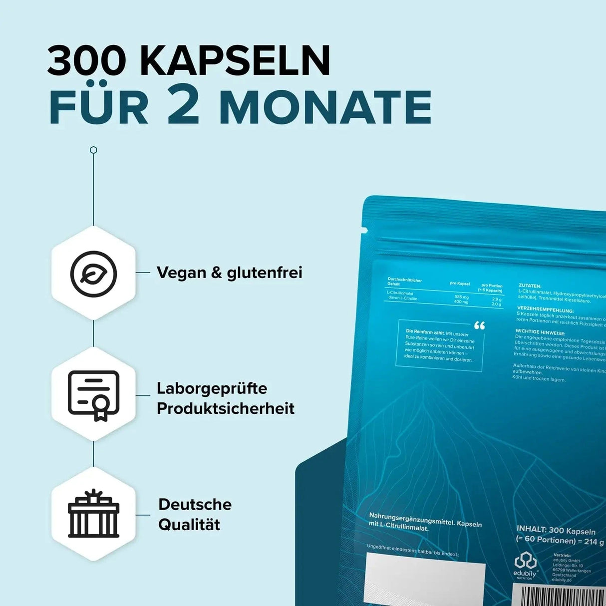 PURE Citrullin-Malat Kapseln kaufen - edubily Citrullin - Fitness Onlineshop