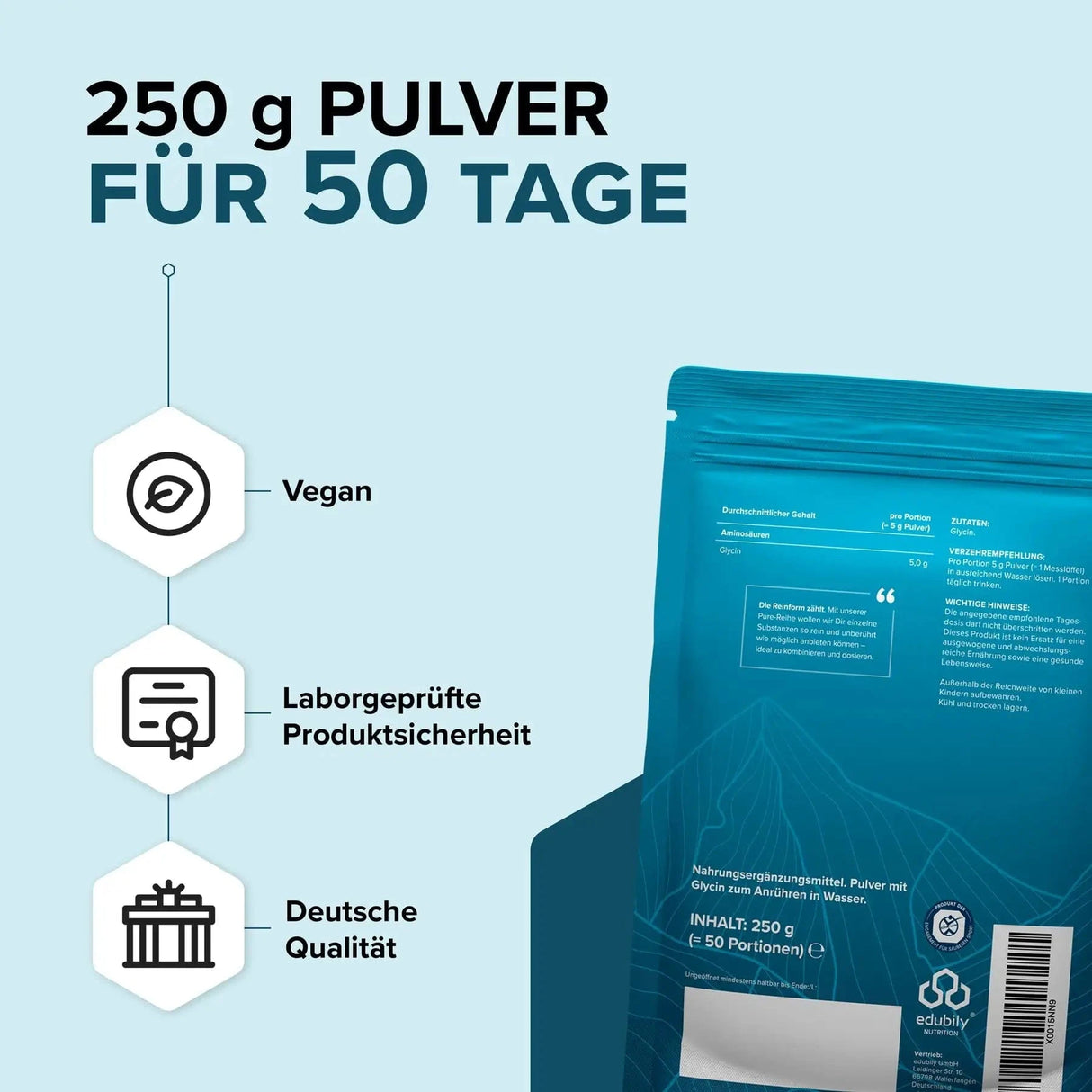 PURE Glycin-Pulver kaufen - edubily Weitere Aminosäuren - Fitness Onlineshop