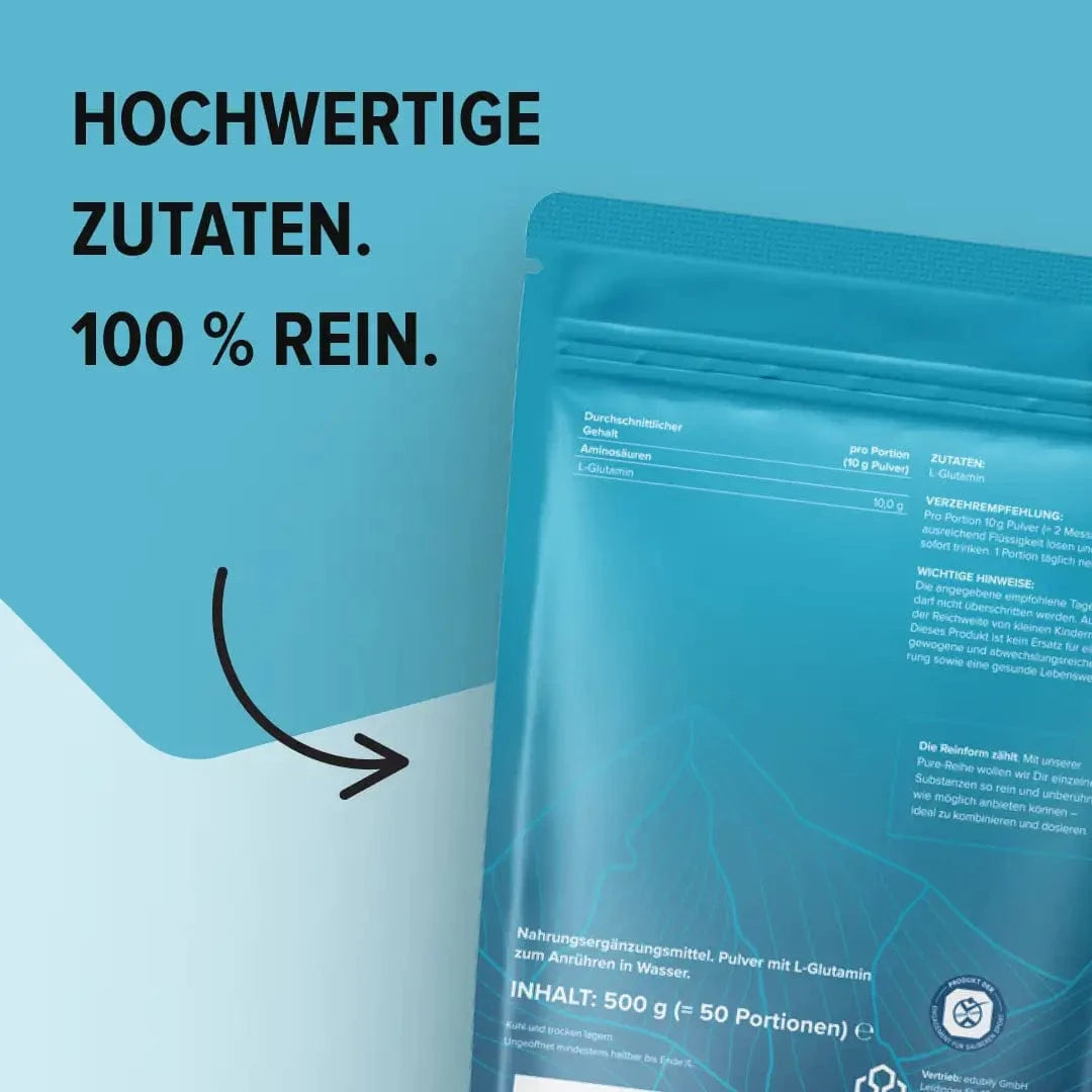 PURE L-Glutamin Pulver kaufen - edubily Weitere Aminosäuren - Fitness Onlineshop