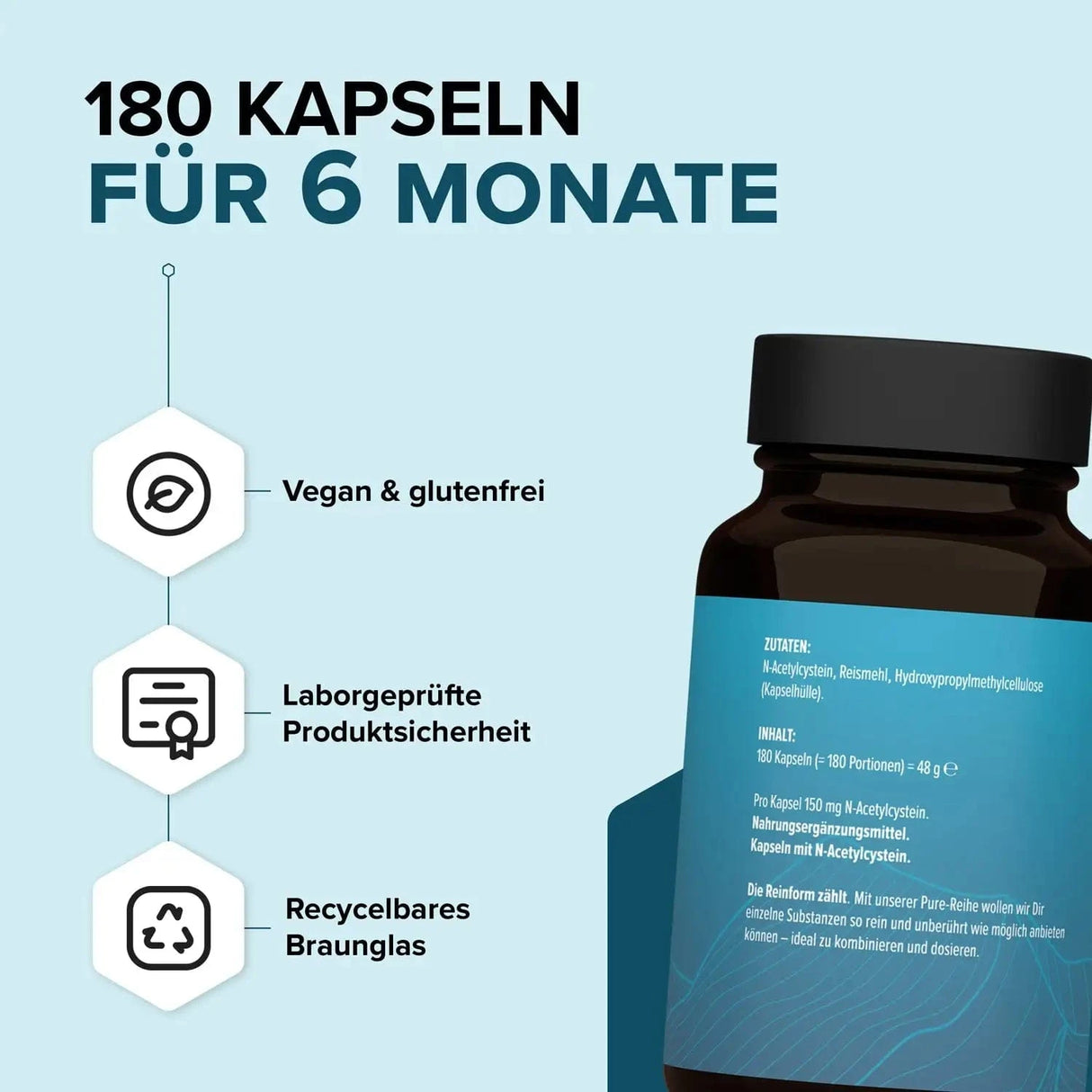 PURE N-Acetyl-L-Cystein (NAC) kaufen - edubily Zellschutz - Fitness Onlineshop
