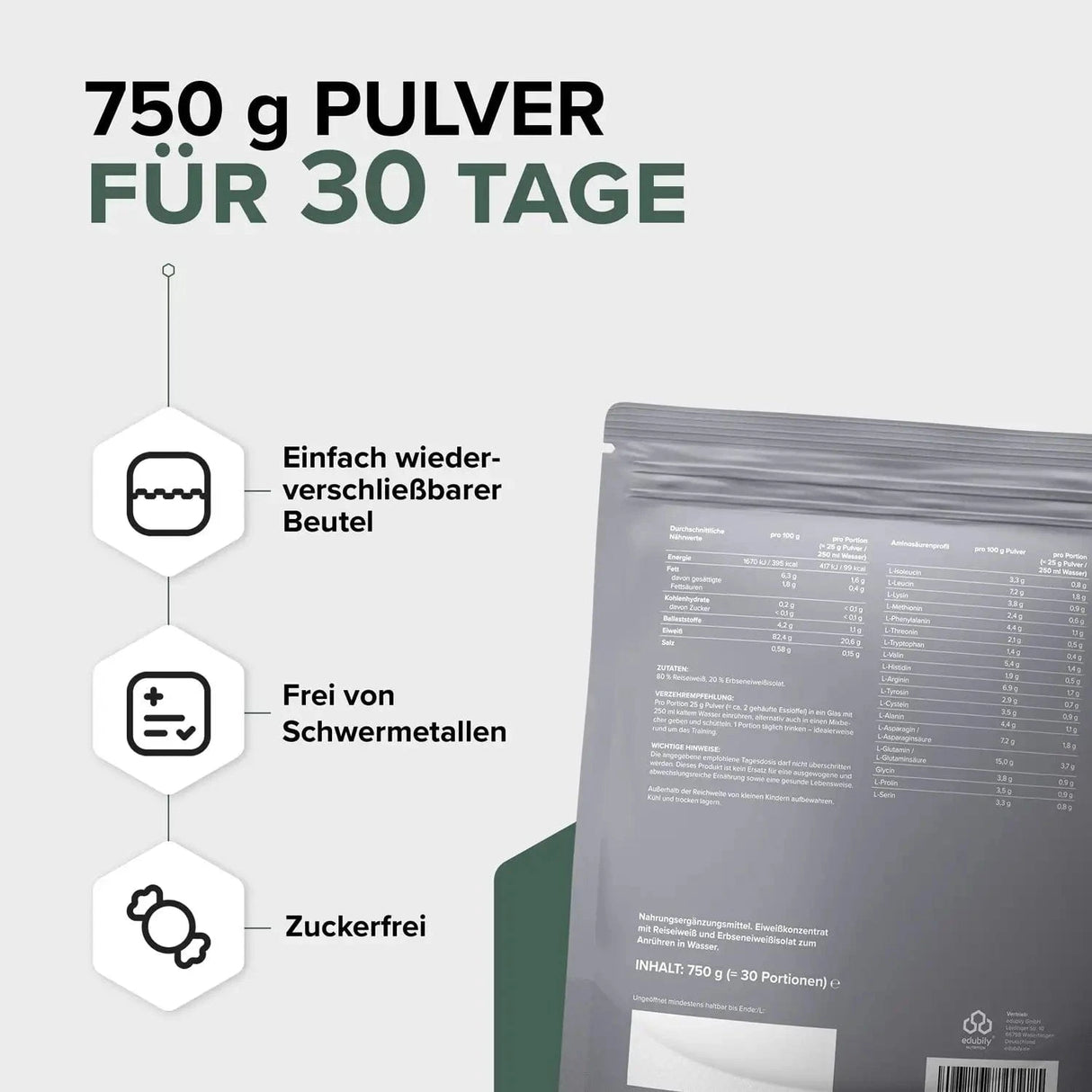 Veganes Proteinpulver kaufen - edubily Vegane Proteinpulver - Fitness Onlineshop