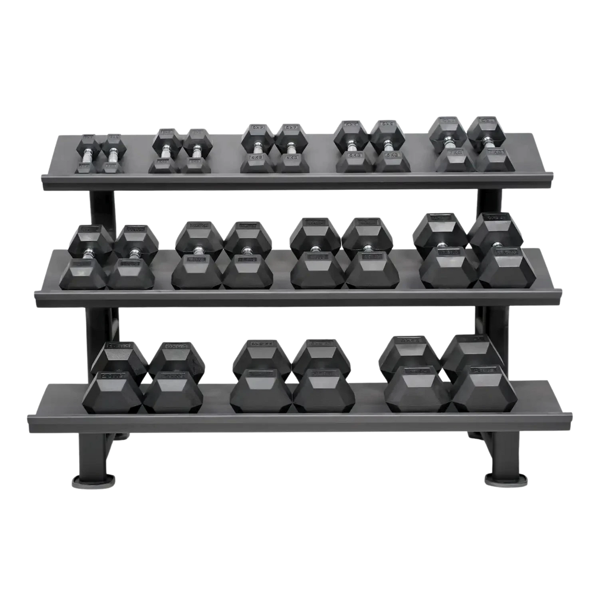 Acheter un ensemble d'haltères hexagonaux (haltères courts)25(12 paires) avec support de rangement - Ensembles d'haltères courts HighPowered - Boutique en ligne de fitness