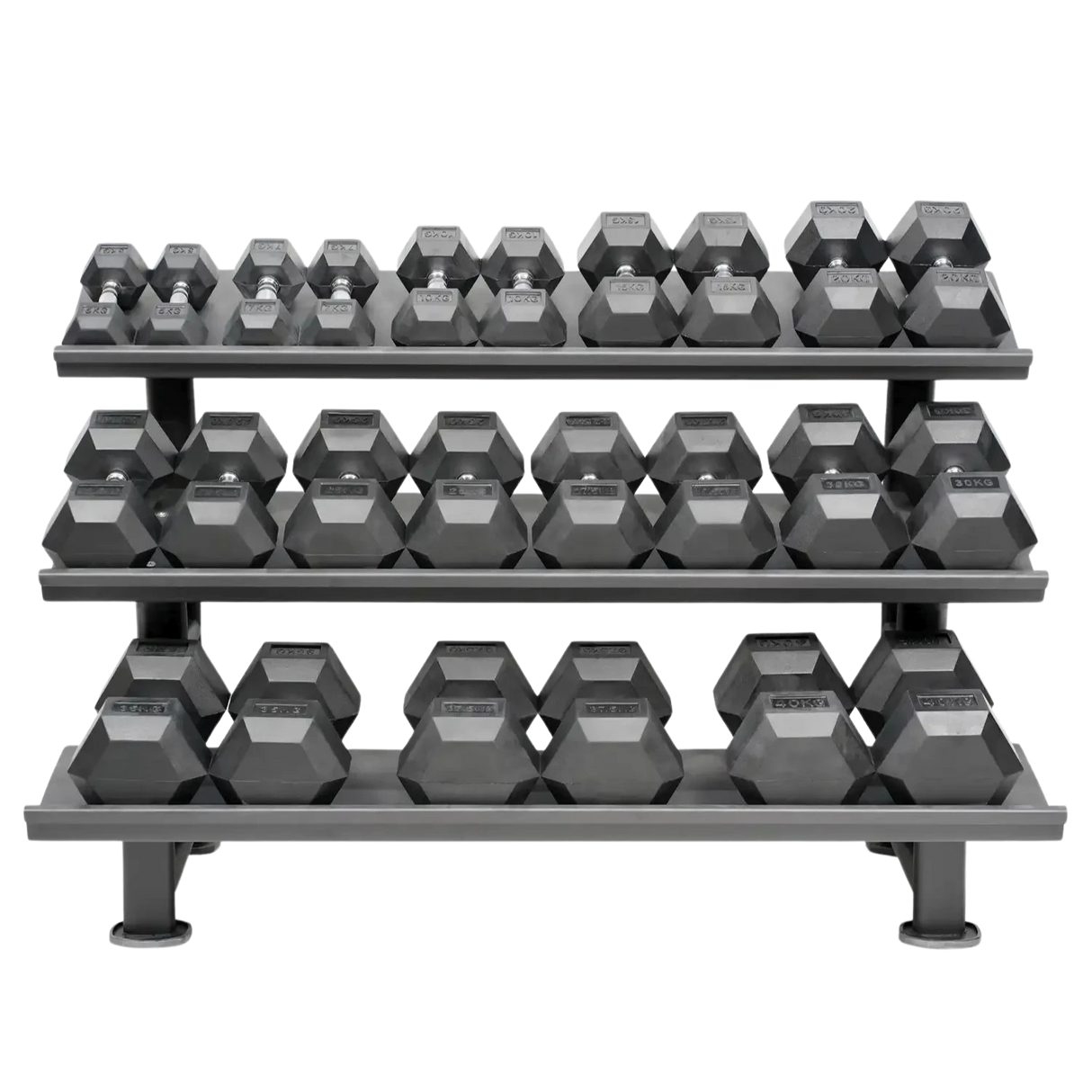 Acheter un ensemble d'haltères hexagonaux (haltères courts)40(12 paires) avec support de rangement - Ensembles d'haltères courts HighPowered - Boutique en ligne de fitness