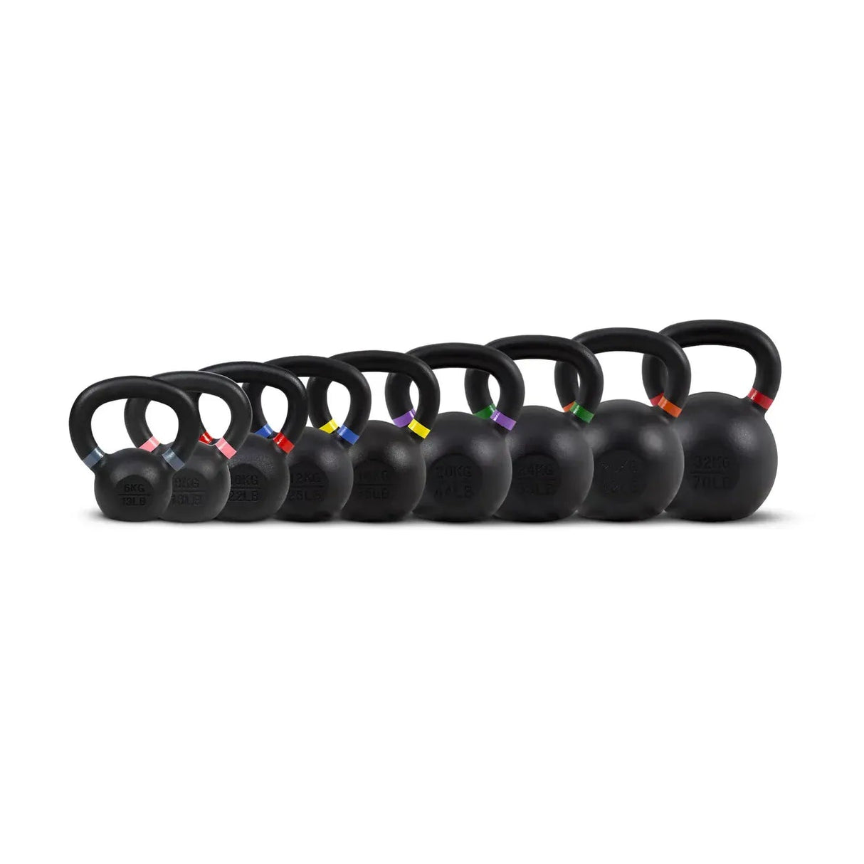 Acheter un ensemble de kettlebells à revêtement poudré Advanced (9 kettlebells de 6 à 32 kg) - Ensembles de kettlebells HighPowered - Boutique en ligne de fitness