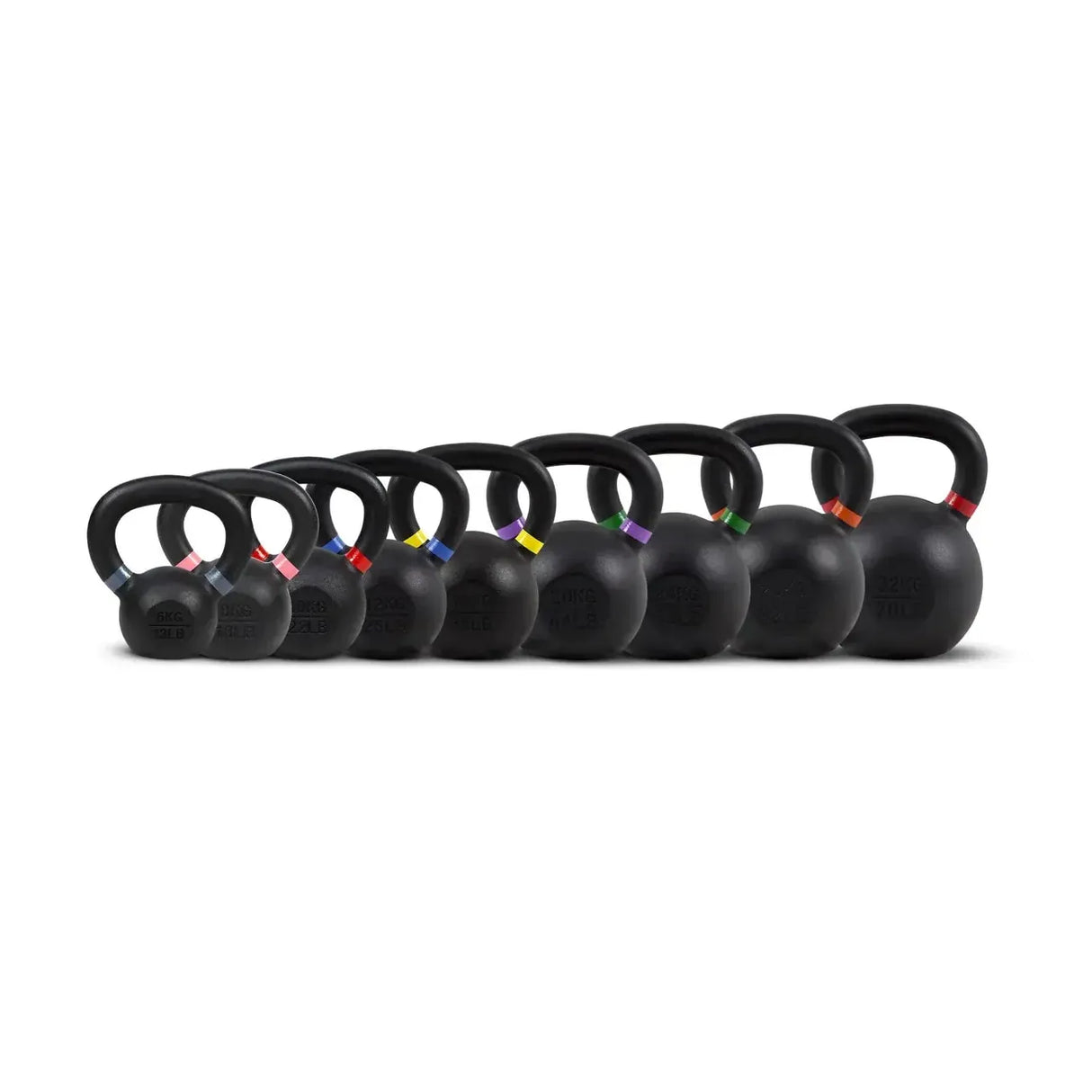 Acquista il set di kettlebell verniciati a polvere Advanced (9 kettlebell da 6 a 32 kg) - Set di kettlebell HighPowered - Negozio online di articoli per il fitness