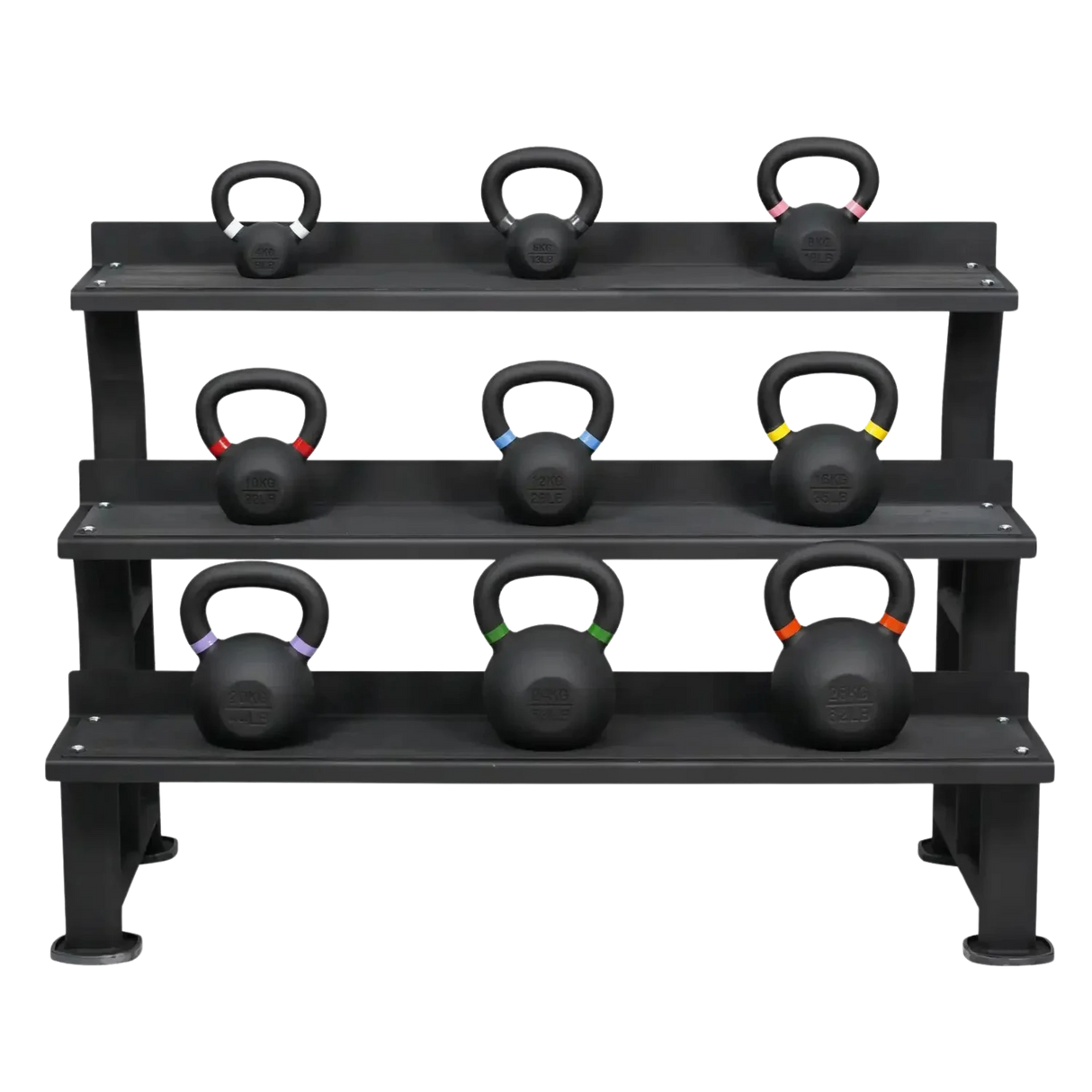 Buy Powder-Coated Kettlebell Set for Beginners (9 Kettlebells, 4–28 kg) with Storage Rack - HighPowered Kettlebell Sets - Online Fitness Store