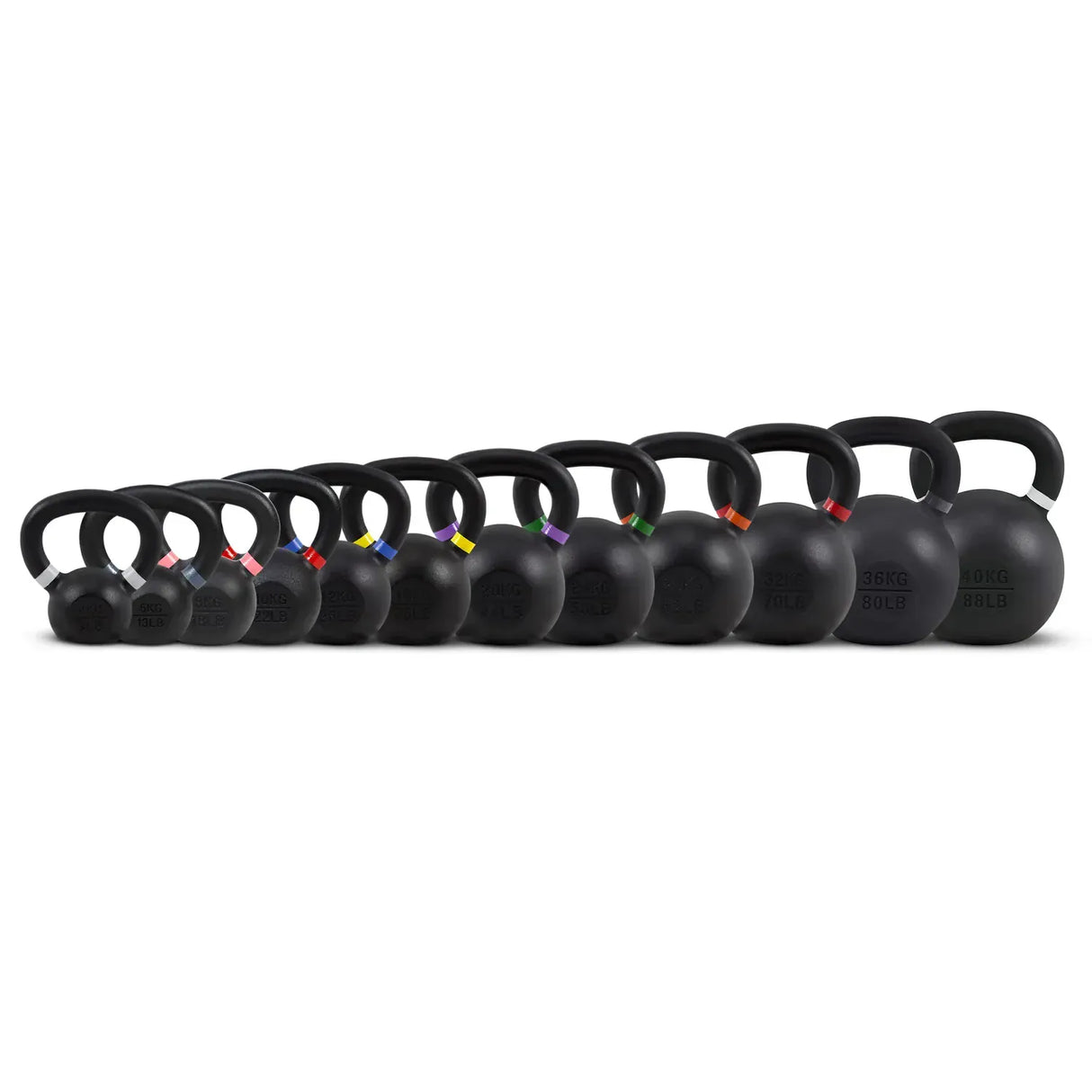 Acheter un ensemble complet de kettlebells avec revêtement en poudre (12 kettlebells de 4 à 40 kg) - Ensembles de kettlebells HighPowered - Boutique en ligne de fitness