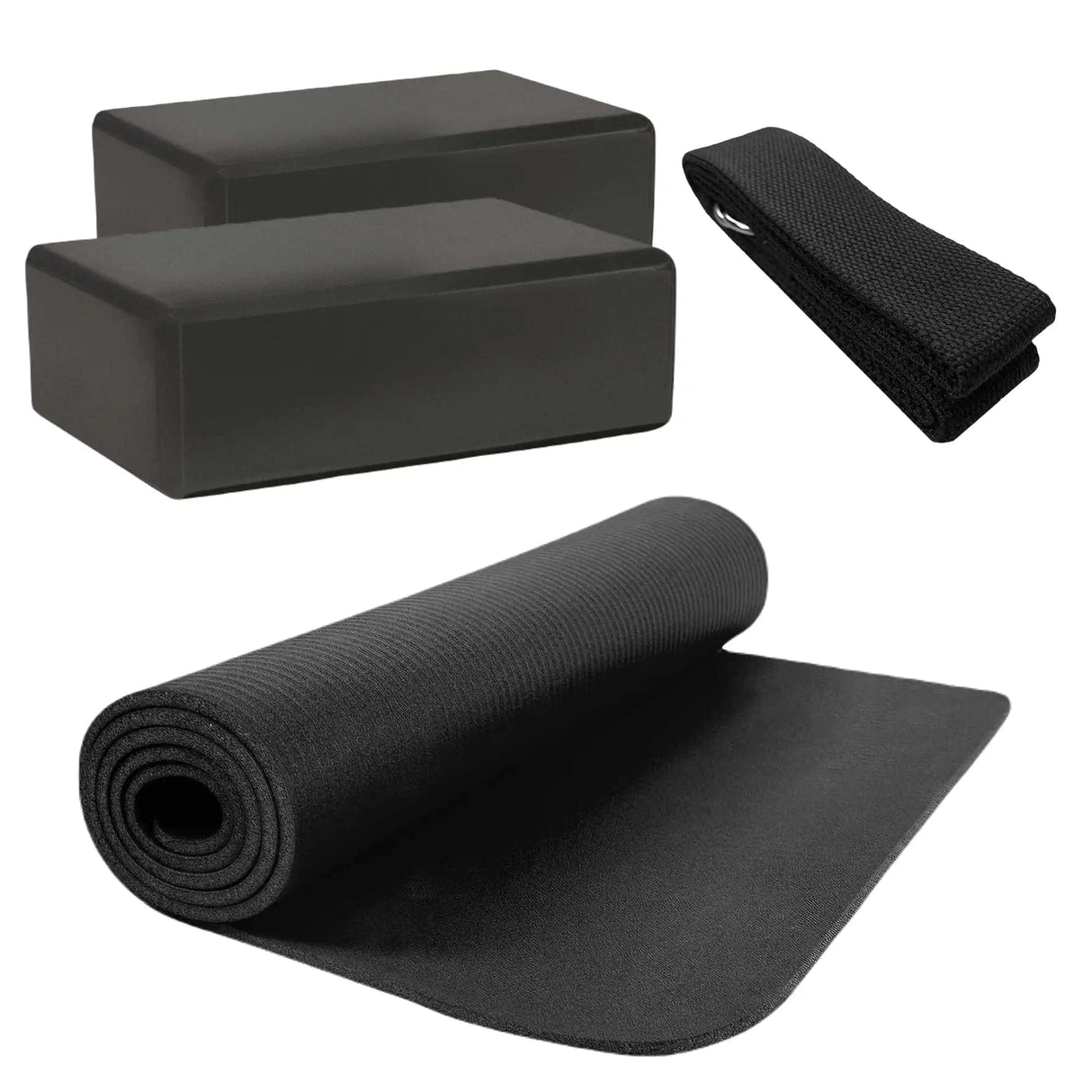 Buy the HighPowered Fitness and Yoga Set (1 mat, 2 blocks, 1 strap) in black at HighPowered.ch