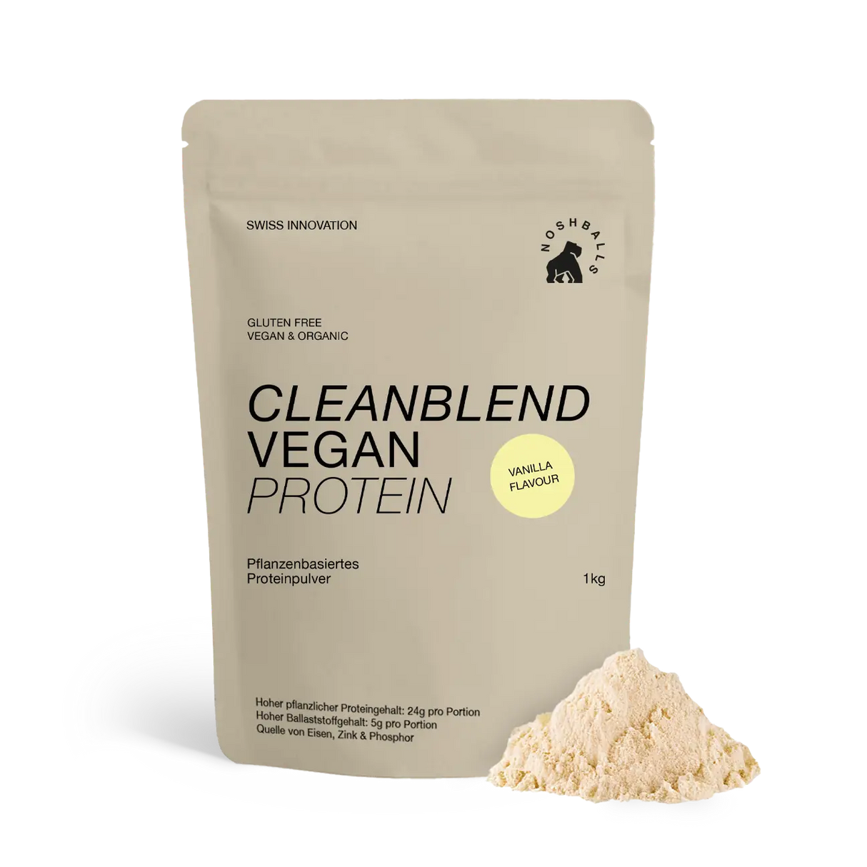 Cleanblend Protein (1 kg) Vanille kaufen - Noshballs Vegane Proteinpulver - Fitness Onlineshop
