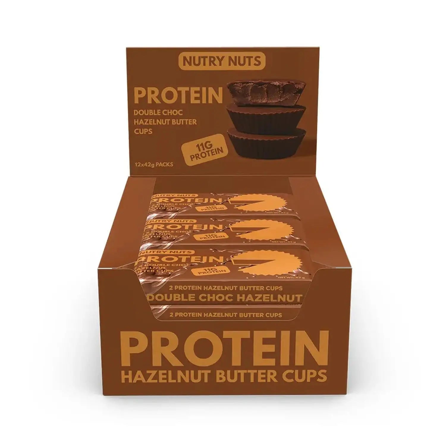 Nutry Nuts Nutry Nuts - Protein Peanut Butter Cups 12 x 42 g Double Chocolate Hazelnut kaufen bei HighPowered.ch