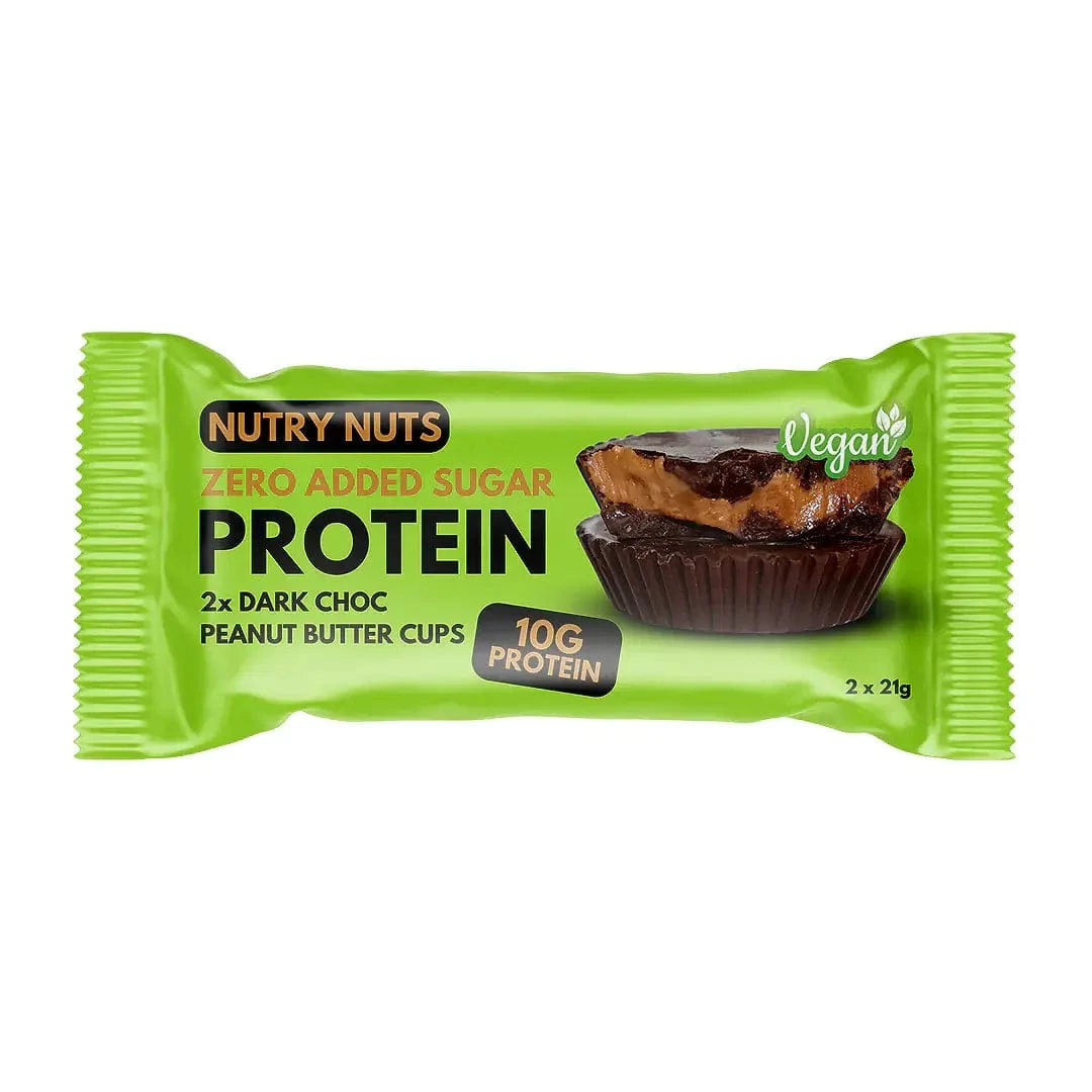 Nutry Nuts Zero Added Sugar - Cups au beurre de cacahuète protéinés 42 g / Chocolat noir et cacahuètes - Barres protéinées Nutry Nuts - Boutique en ligne de fitness
