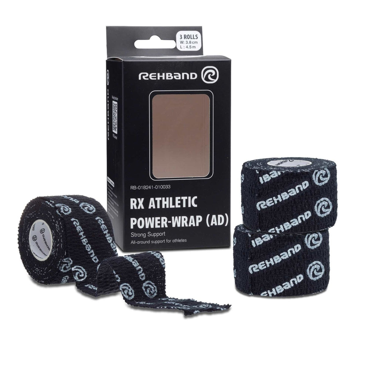 Acquista la fascia da sollevamento pesi Rehband RX Athletic Power-Wrap 38 mm x 3 rotoli (fascia per sollevamento pesi) nera su HighPowered.ch