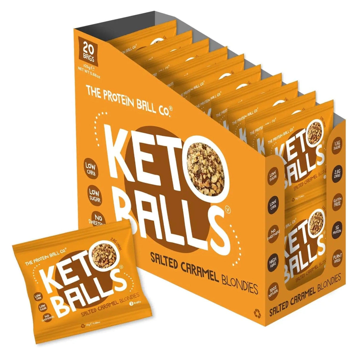 Achetez les blondies au caramel salé « Keto Ball Snack » de The Protein Ball Co (20 x 25 g) sur HighPowered.ch