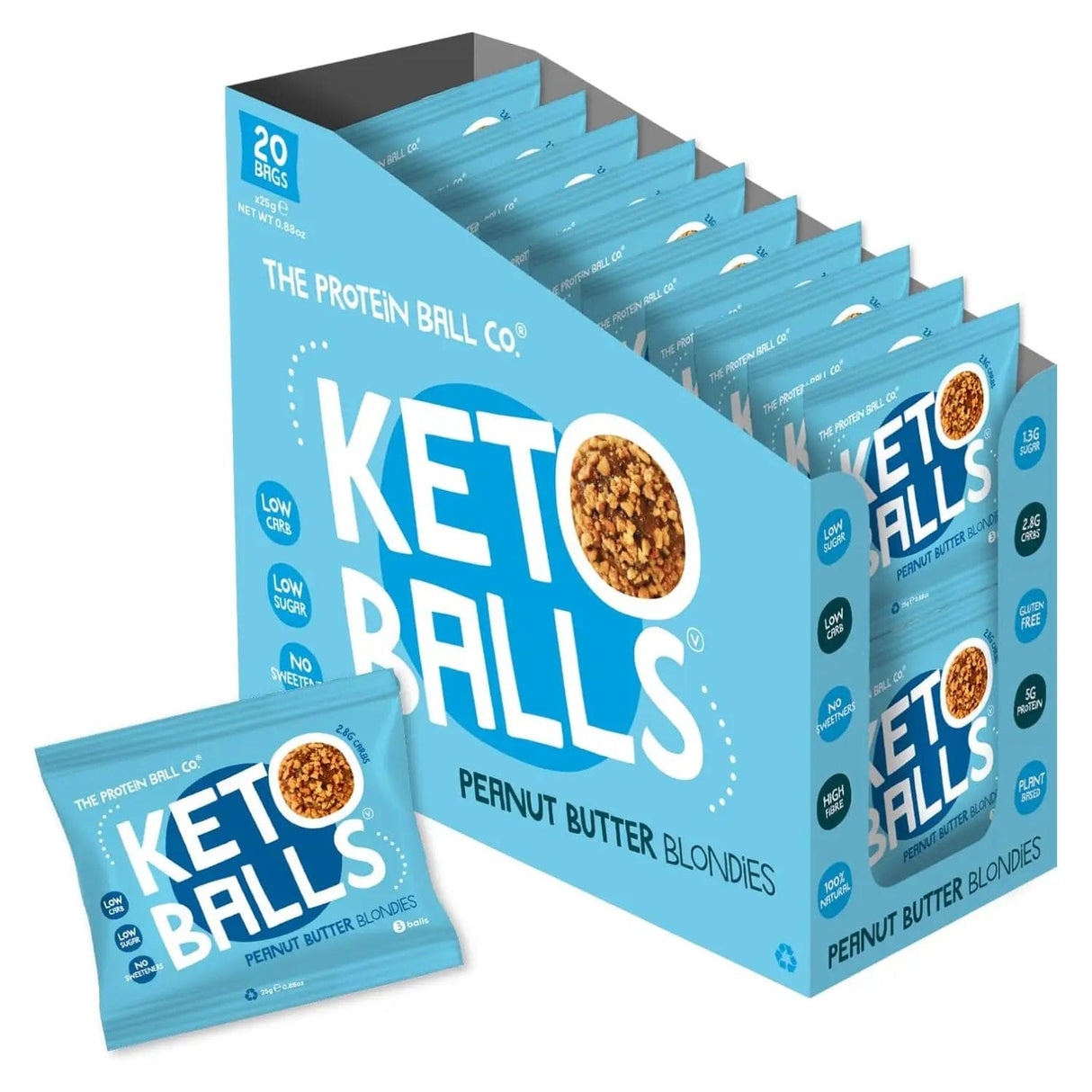 Achetez les blondies au beurre de cacahuète « Keto Ball Snack » de The Protein Ball Co (20 x 25 g) sur HighPowered.ch