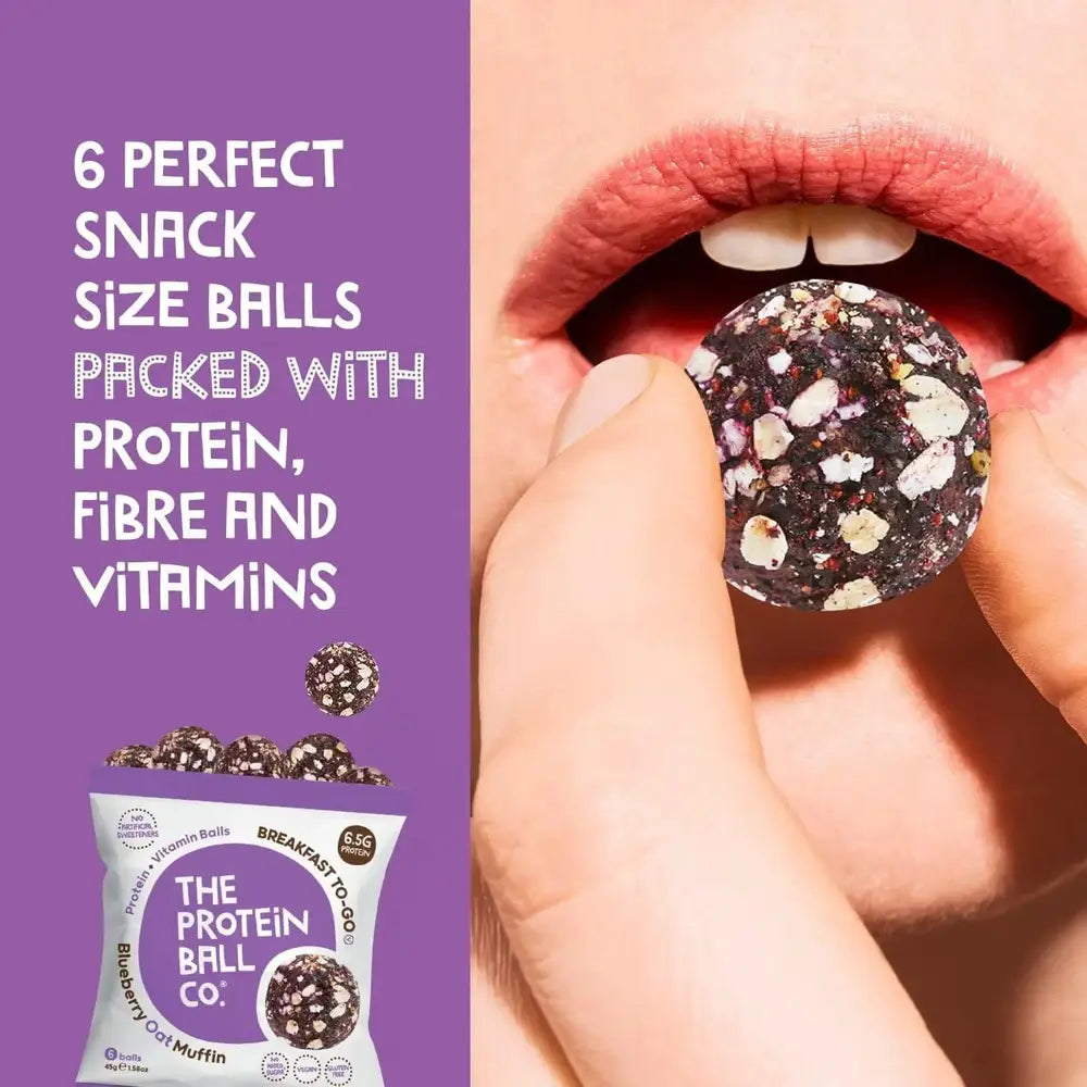 Achetez les boules protéinées et vitaminées « Protein + Vitamin Balls » (Breakfast To-Go) de The Protein Ball Co, 10 x 45 g, saveur muffin aux myrtilles et à l'avoine, sur HighPowered.ch