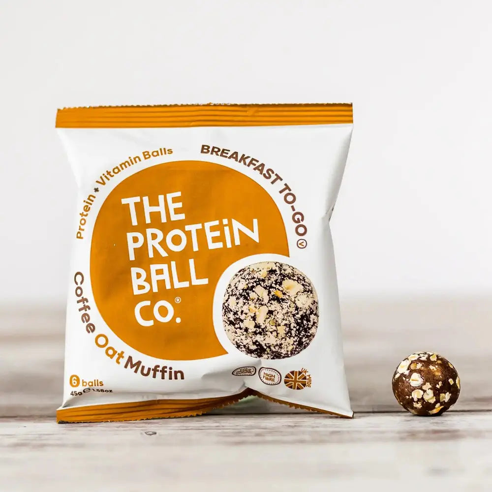 Achetez les boules protéinées et vitaminées « Protein + Vitamin Balls » (petit-déjeuner à emporter) de The Protein Ball Co, 10 x 45 g, saveur « Coffee Oat Muffin », sur HighPowered.ch