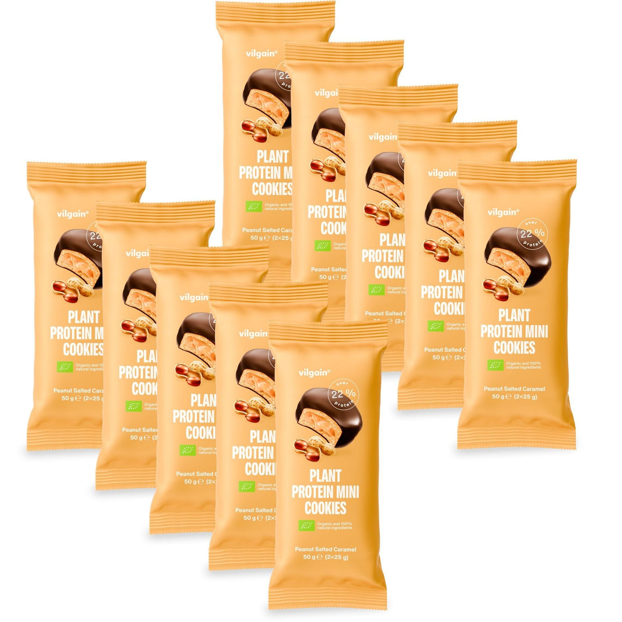 BIO Plant Protein Mini Cookies Erdnüsse mit Salzkaramell / 10 x 50 g kaufen - Vilgain Protein Cookie - Fitness Onlineshop
