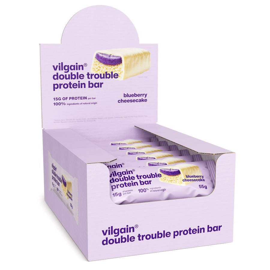 Double Trouble Protein Bar Heidelbeer-Cheesecake / 12 x 55 g kaufen - Vilgain Proteinriegel - Fitness Onlineshop