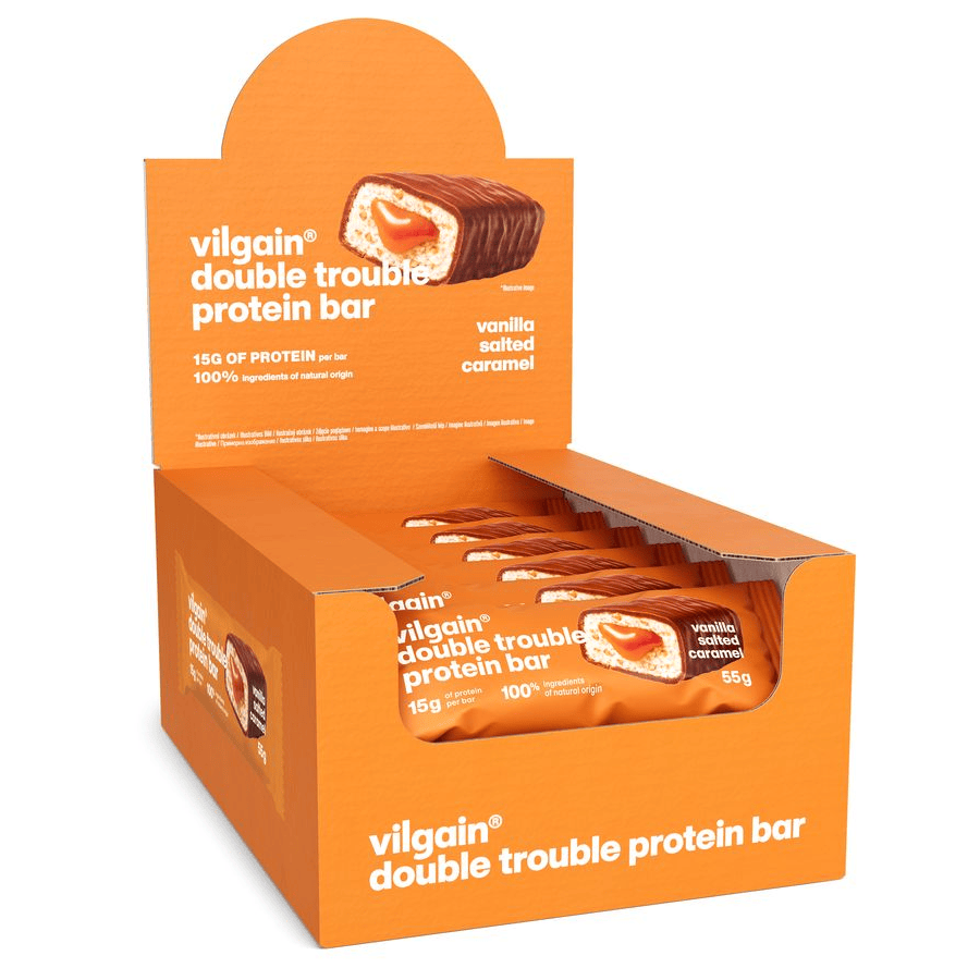 Double Trouble Protein Bar Vanille mit gesalzenem Karamell / 12 x 55 g kaufen - Vilgain Proteinriegel - Fitness Onlineshop