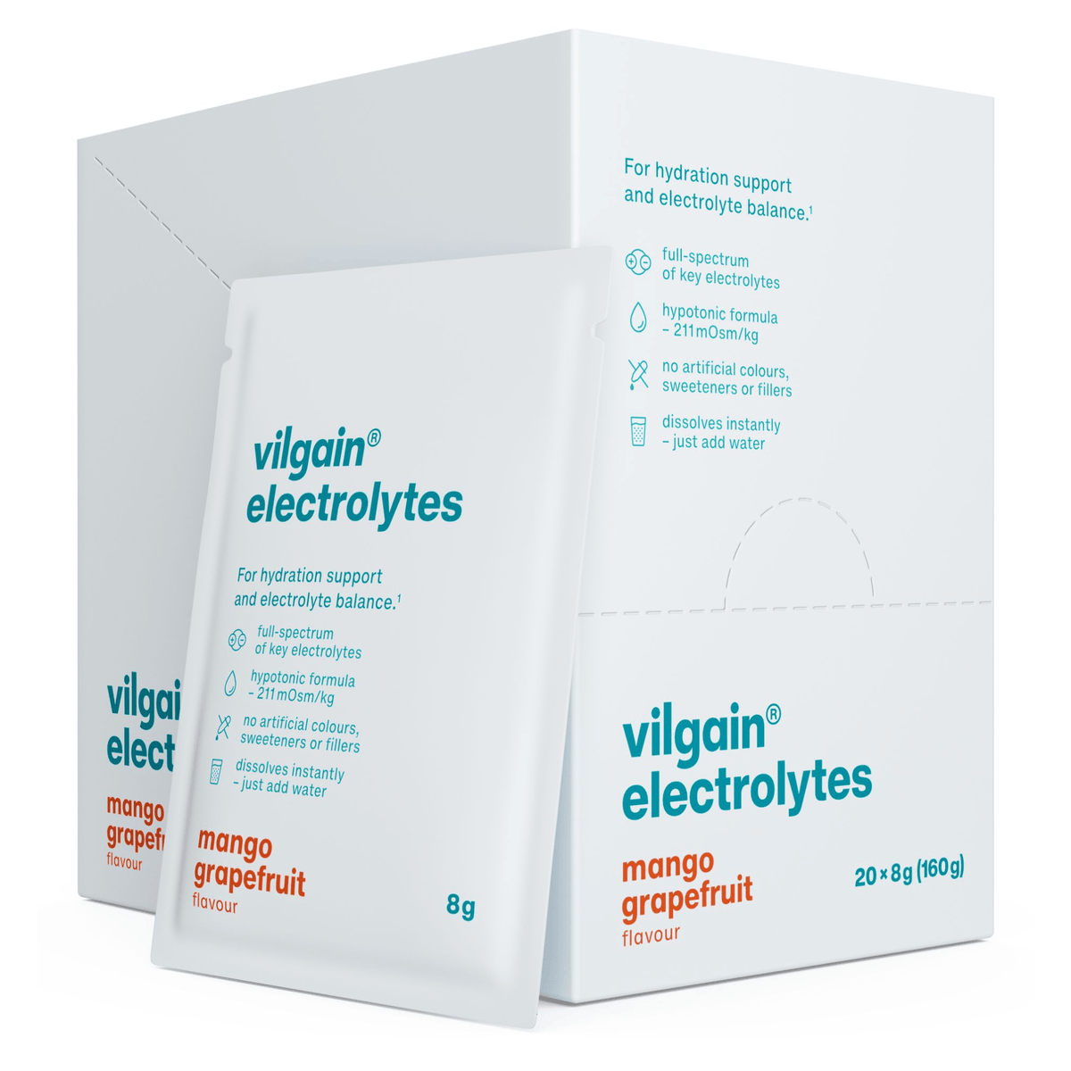Elektrolyte Mango & Grapefruit / 160 g (20 x 8 g) kaufen - Vilgain Elektrolyte - Fitness Onlineshop
