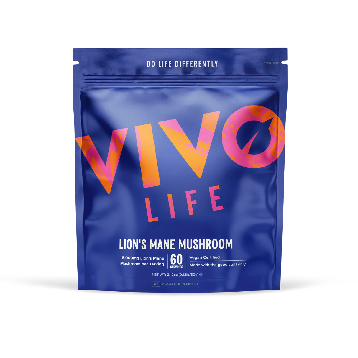 Lion's Mane Pulver (8:1 Extrakt) 60 g kaufen - Vivo Life Pilz-Supplements - Fitness Onlineshop