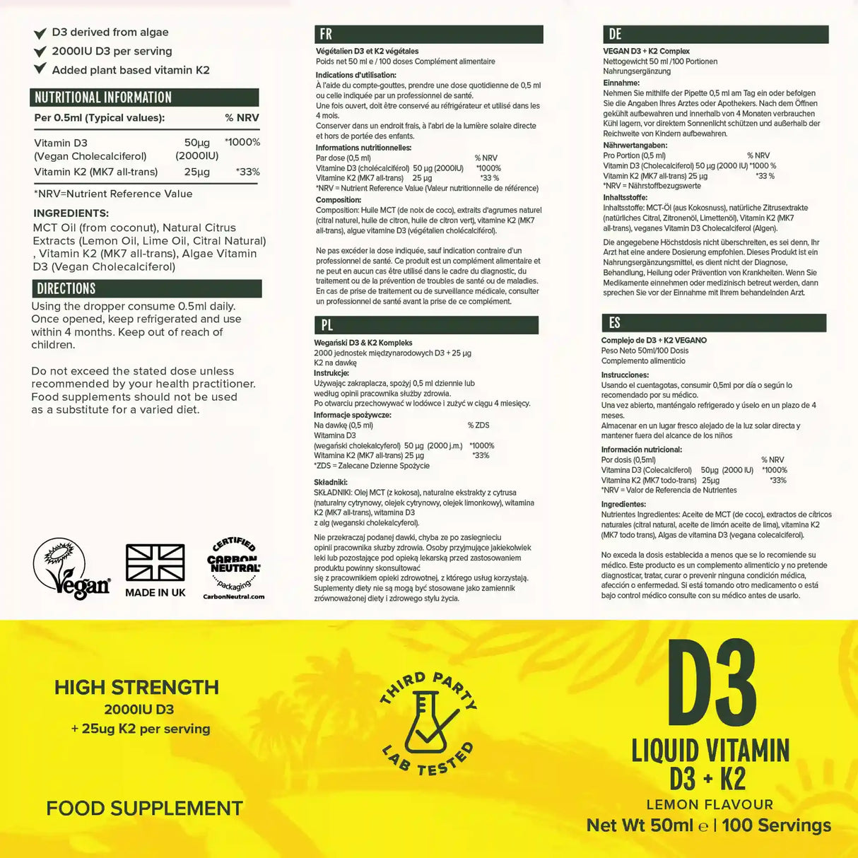 Liquid Vitamin D3 & K2 50 ml kaufen - Vivo Life Vitamine - Fitness Onlineshop