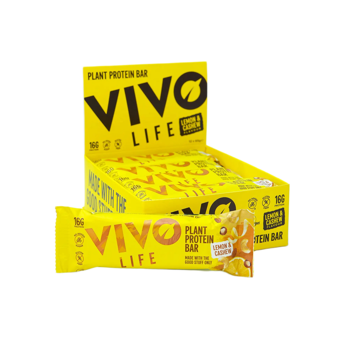 Plant Protein Bar Lemon & Cashew / 12 x 65 g kaufen - Vivo Life Vegane Proteinriegel - Fitness Onlineshop