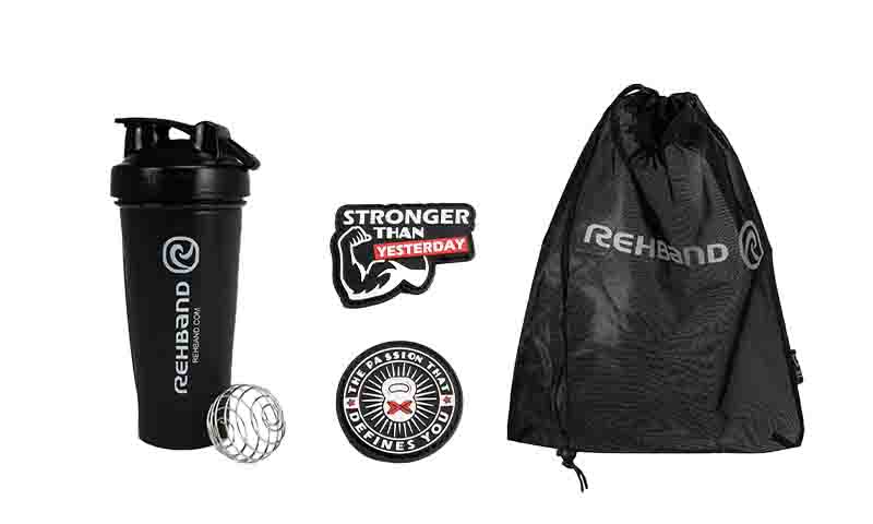 Bild von Trinkflasche, Shakerflasche, Spray und Beutel