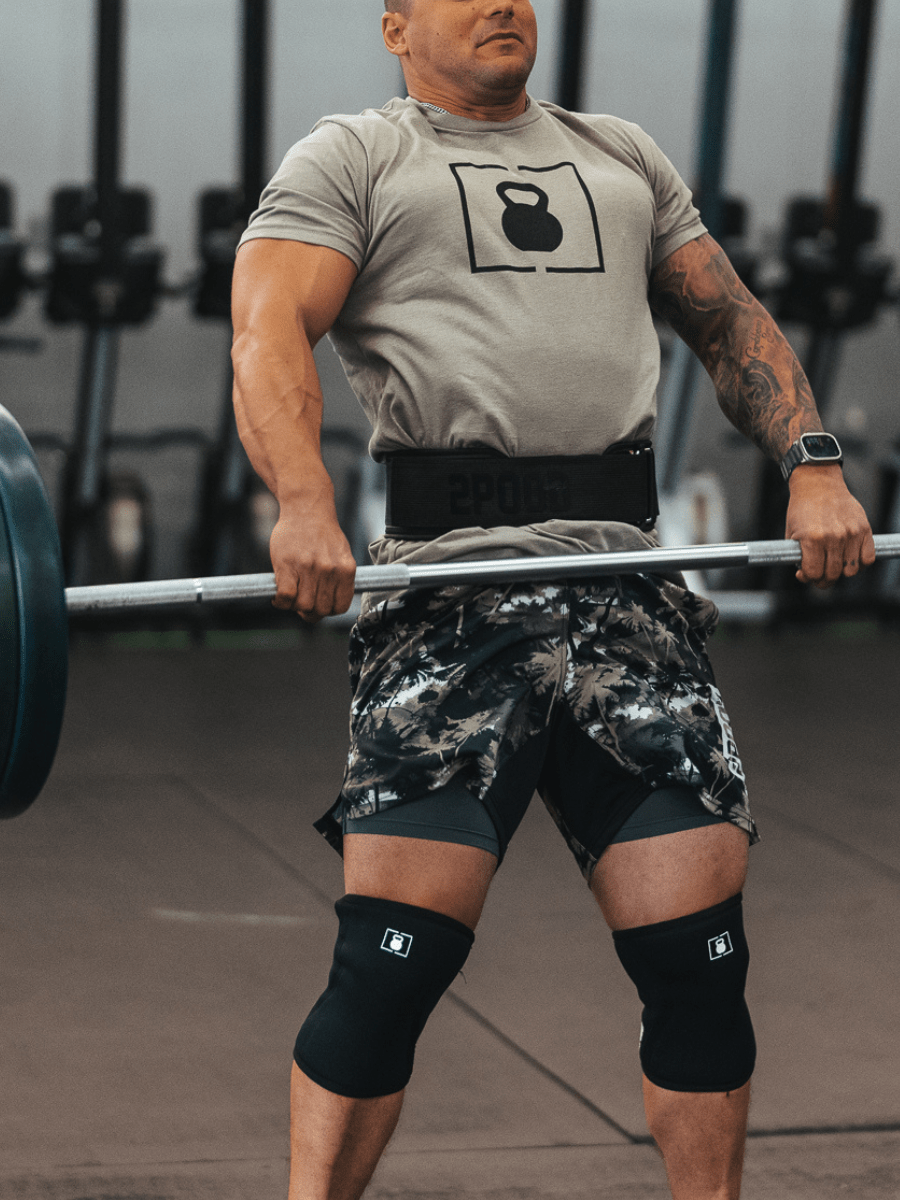Grey Kettlebell Patch T-Shirt kaufen -  2POOD T-Shirts  - Fitness Onlineshop