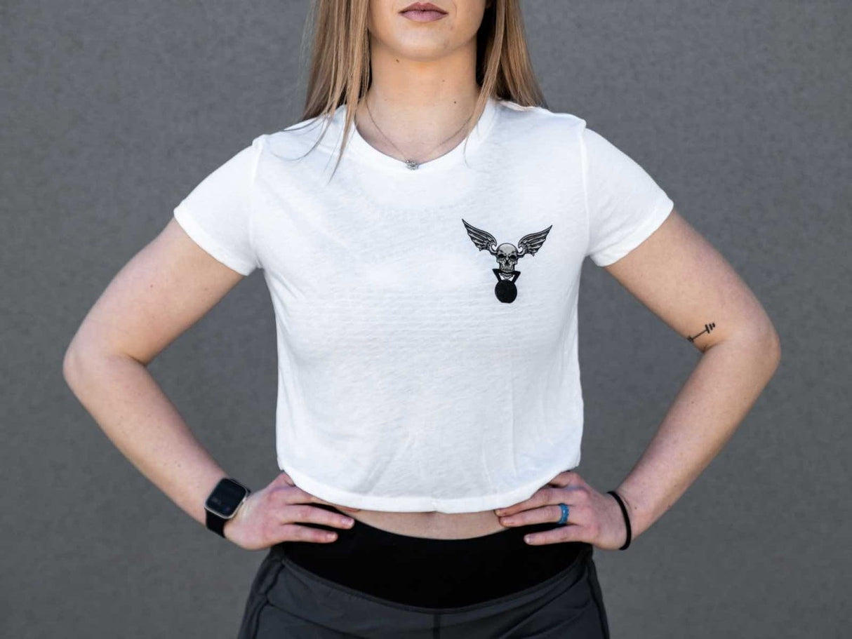 Buy the 2POOD Lift More Talk Less Crop Top - White at HighPowered.ch