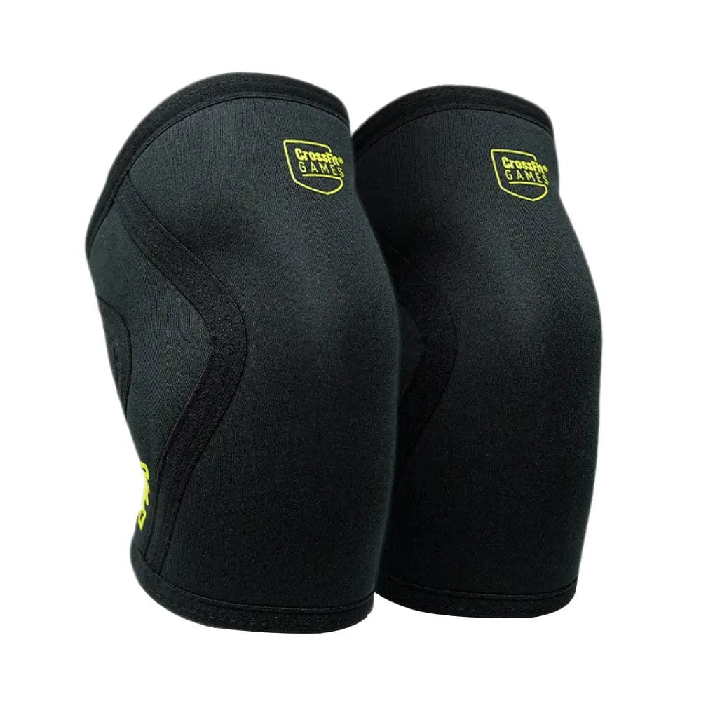 Ginocchiere Performance 5 mm (coppia) CrossFit Games (nero-giallo) / S -  Ginocchiere 2POOD  - Negozio online di articoli per il fitness