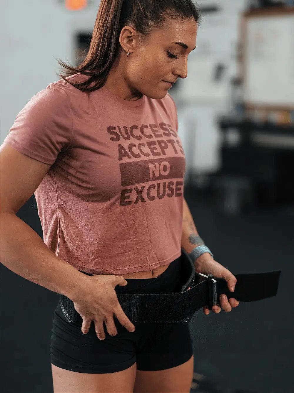 Buy the "Success Accepts No Excuses" Crop Top - 2POOD Women's Tops - Fitness Online Store