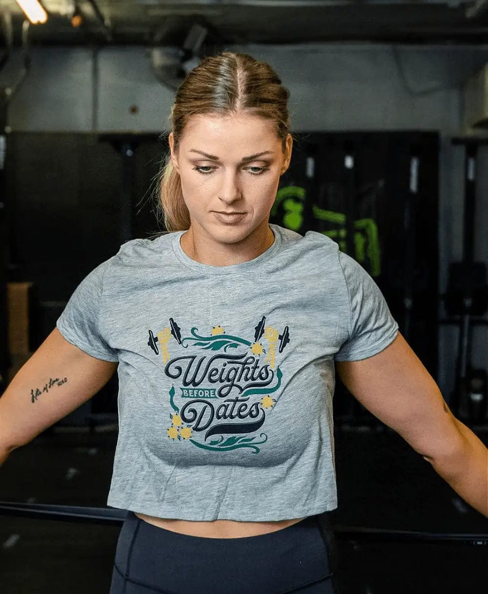 Shop "Weights Before Dates" Crop Top - 2POOD Women's Tops - Fitness Online Store