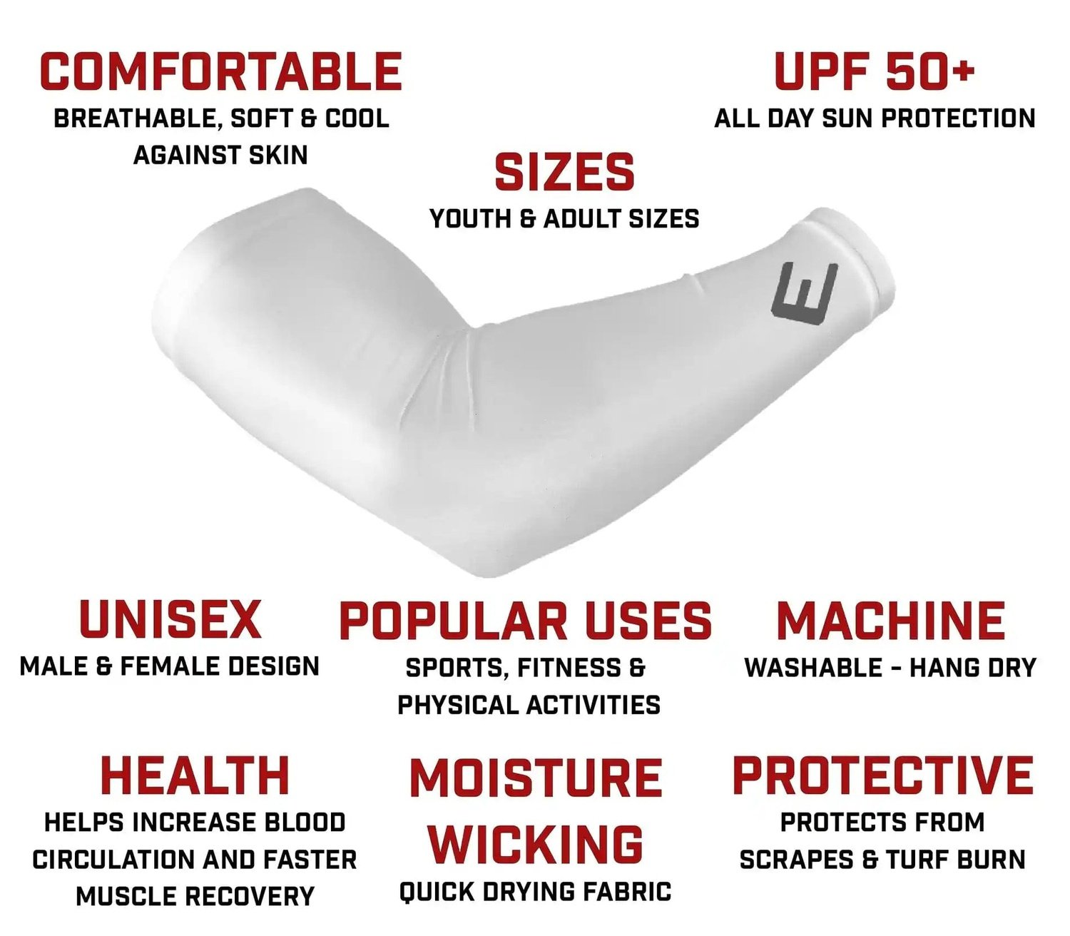 Elite Athletic Gear White Arm Sleeve kaufen bei HighPowered.ch