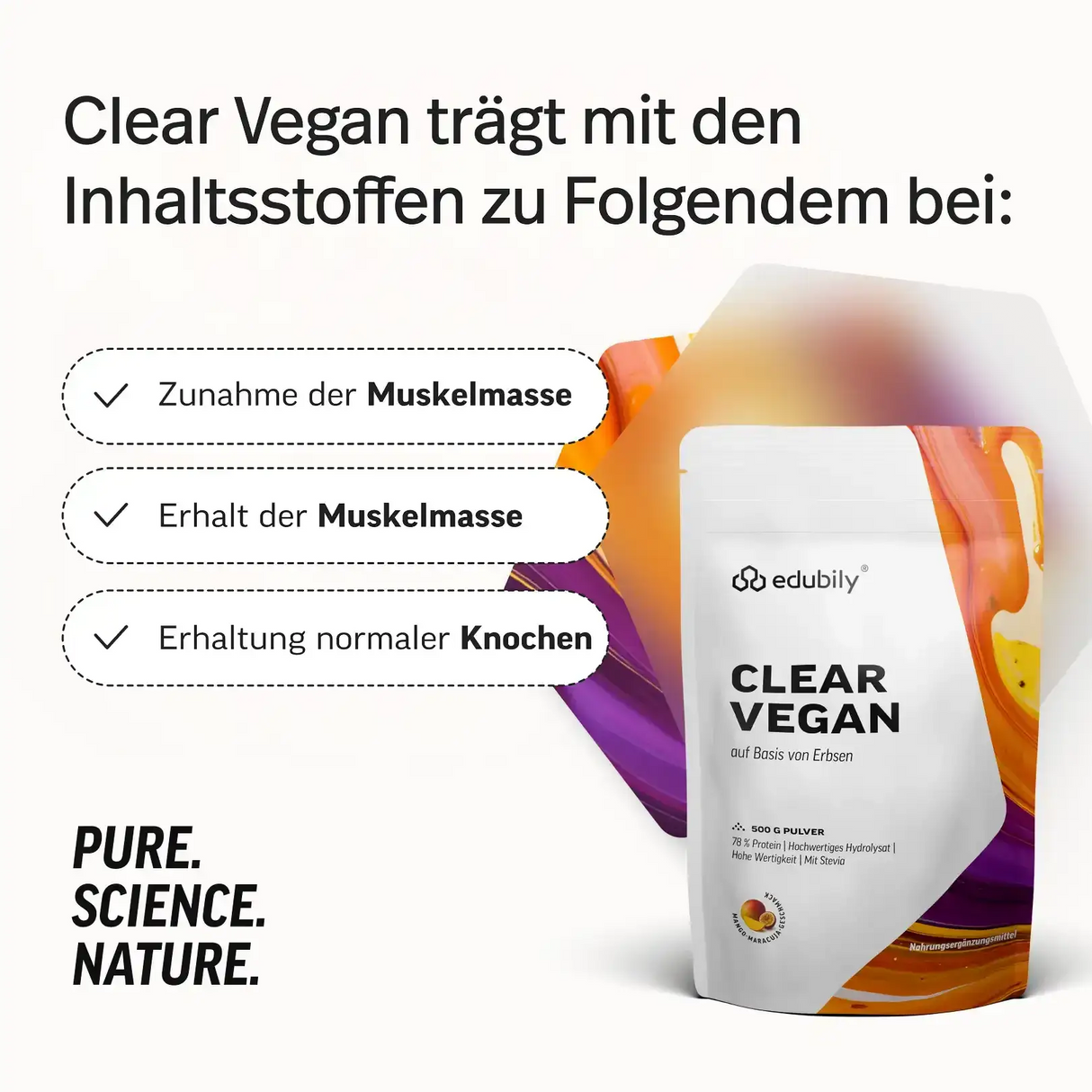 Clear Vegan Mango Maracuja kaufen -  edubily Vegane Proteinpulver  - Fitness Onlineshop