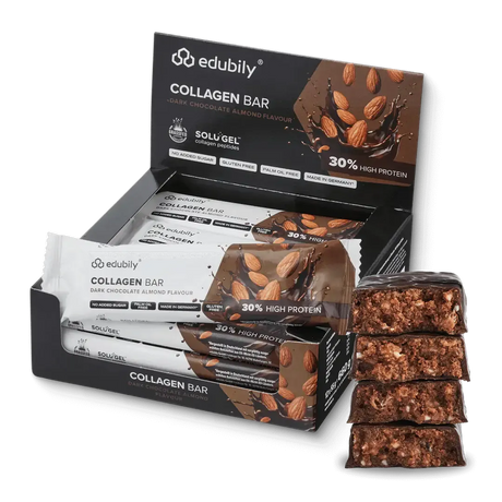 Collagen Bar Dark Chocolate Almond 12 x 55 g kaufen -  edubily Proteinriegel  - Fitness Onlineshop